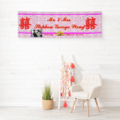 Chinesisches Brocade Double Happiness Wedding Bann Banner (Insitu)