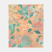 Chinesisches Chrysanthemum: Blumenorange Muster. Fleecedecke (Vorderseite)