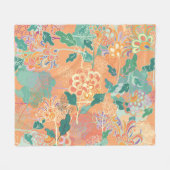 Chinesisches Chrysanthemum: Blumenorange Muster. Fleecedecke (Vorderseite (Horizontal))