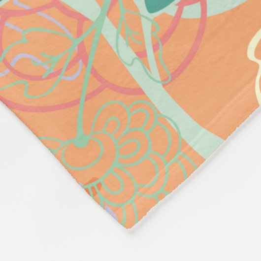 Chinesisches Chrysanthemum: Blumenorange Muster. Fleecedecke (Ecke)