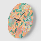 Chinesisches Chrysanthemum: Blumenorange Muster. Große Wanduhr (Winkel)