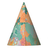 Chinesisches Chrysanthemum: Blumenorange Muster. Partyhütchen (Rückseite)