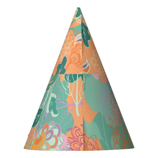 Chinesisches Chrysanthemum: Blumenorange Muster. Partyhütchen (Rückseite)