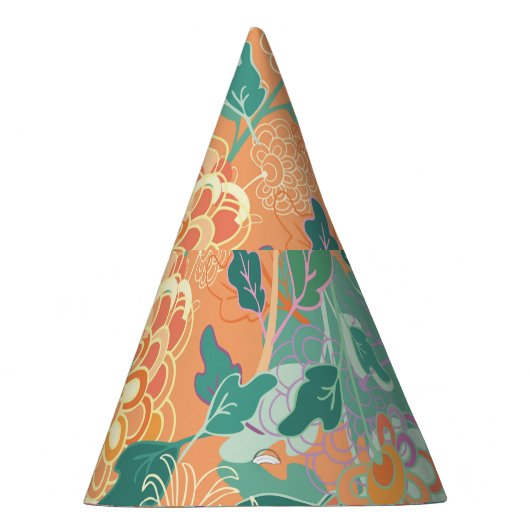 Chinesisches Chrysanthemum: Blumenorange Muster. Partyhütchen (Rechts)