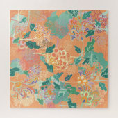 Chinesisches Chrysanthemum: Blumenorange Muster. Puzzle (Horizontal)