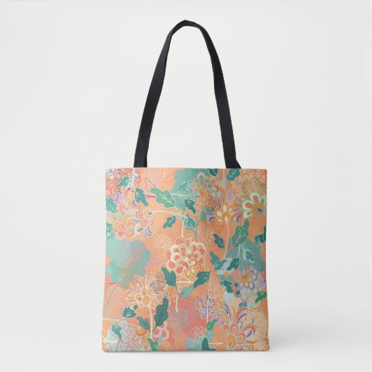 Chinesisches Chrysanthemum: Blumenorange Muster. Tasche (Vorderseite)