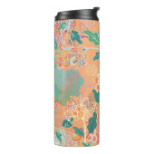 Chinesisches Chrysanthemum: Blumenorange Muster. Thermosbecher (Nach links gedreht)