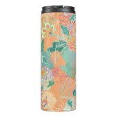 Chinesisches Chrysanthemum: Blumenorange Muster. Thermosbecher (Rückseite)