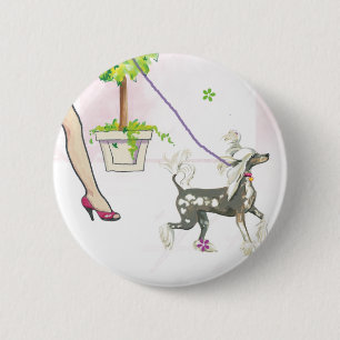 Chinesisches Crested-Walking mit Mama Button-Butto Button
