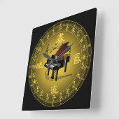 Chinesisches Dial Plakat ~ Musical Clock ~Piano ~S Quadratische Wanduhr (Winkel)