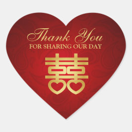 Chinesisches Doppelglücksgefühl "danke" Herz-Aufkleber
