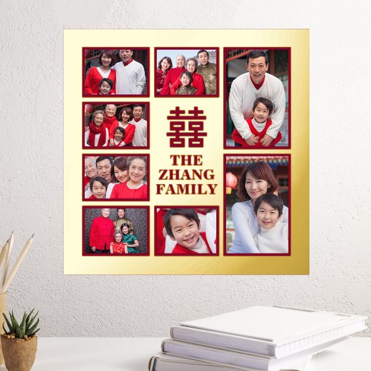 Chinesisches Doppelglücksspiel Red Gold Family Fot Foliendrucke (In Situ (Schreibtisch 3))