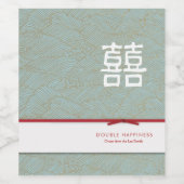 Chinesisches doppeltes Glück Blaues Gold Weinetike Weinetikett (Einzelnes Label)