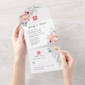 Chinesisches doppeltes Glück in einer Hochzeit ein All In One Einladung (Abreißen)