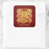 Chinesisches doppeltes Glück mit Drachen Quadratischer Aufkleber (Tasche)