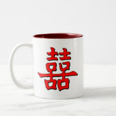 Chinesisches doppeltes Glück Zweifarbige Tasse (Links)