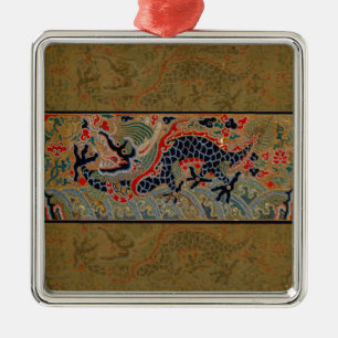 Chinesisches Drachen-Symbol Antik Asiatisch Silbernes Ornament