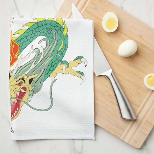 Chinesisches Drachenhandtuch Geschirrtuch (Viertel Falte)