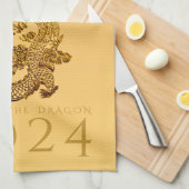 Chinesisches Drachenjahr 2024 Elegante Monogram KT Geschirrtuch (Viertel Falte)