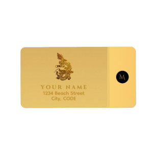 Chinesisches Drachenjahr 2024 Elegante Monogram RA Adressaufkleber