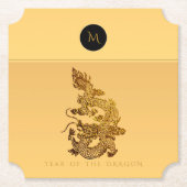 Chinesisches Drachenjahr 2024 Elegante Monogramm P Untersetzer (Vorderseite)