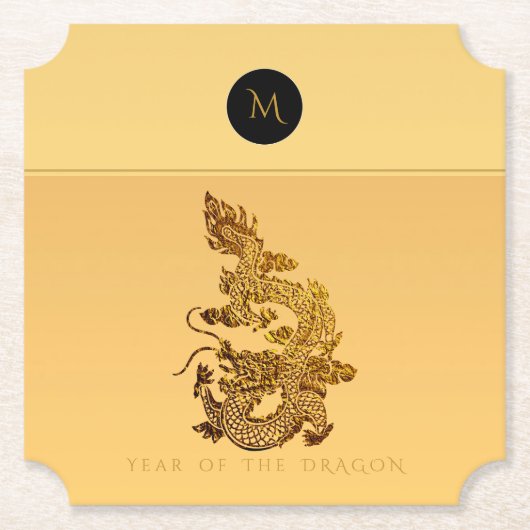 Chinesisches Drachenjahr 2024 Elegante Monogramm P Untersetzer (Vorderseite)