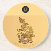 Chinesisches Drachenjahr 2024 Elegantes Monogramm  Getränkeuntersetzer (Vorne)