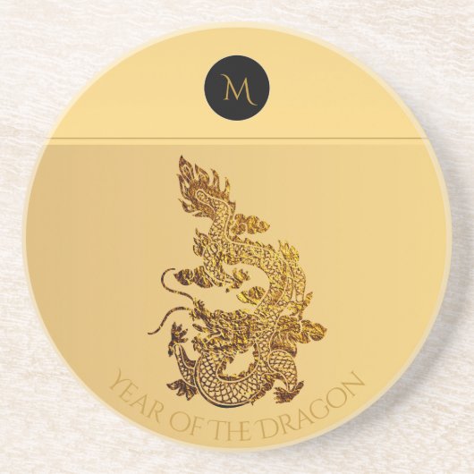 Chinesisches Drachenjahr 2024 Elegantes Monogramm  Getränkeuntersetzer (Vorne)