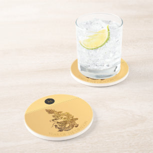 Chinesisches Drachenjahr 2024 Elegantes Monogramm  Getränkeuntersetzer