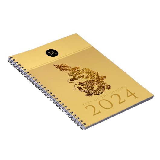 Chinesisches Drachenjahr 2024: Elegantes Monogramm Notizblock (Rechte Seite)