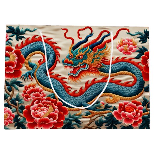 Chinesisches Drachenjahr "Stickerei" Zodiac Geburt Große Geschenktüte (Rückseite)