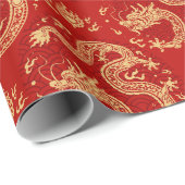 Chinesisches Drachenmuster Lunar Jahr 2024 Geschenkpapier (Rolleneckpunkt)