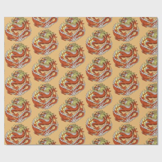 Chinesisches Drachenpapier Geschenkpapier (Flach)