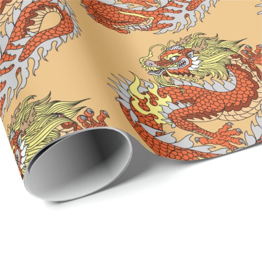 Chinesisches Drachenpapier Geschenkpapier (Rolleneckpunkt)