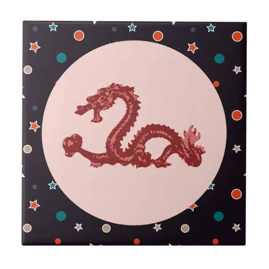 Chinesisches Drachensternmuster Fantasy-Kunst Fliese (Vorderseite)