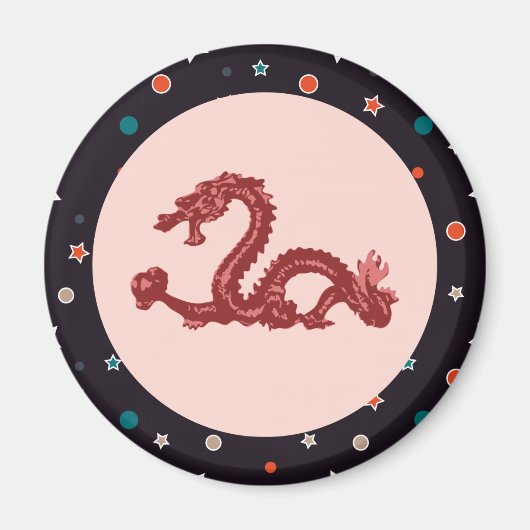 Chinesisches Drachensternmuster Fantasy-Kunst Magnet (Vorne)