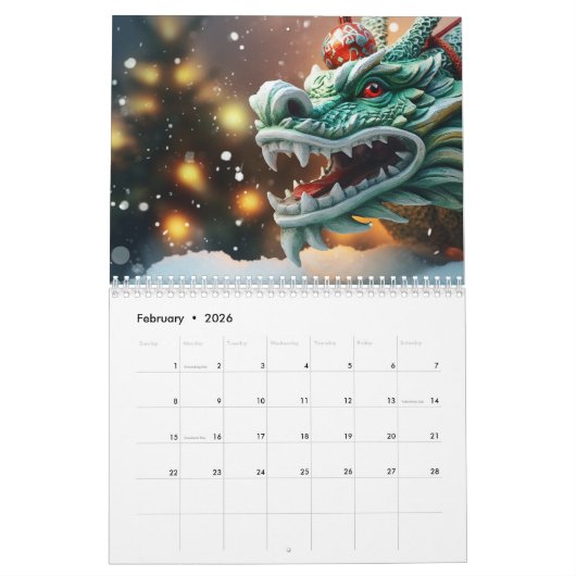 chinesisches Drachensymbol 2024 Kalender (Feb 2026)