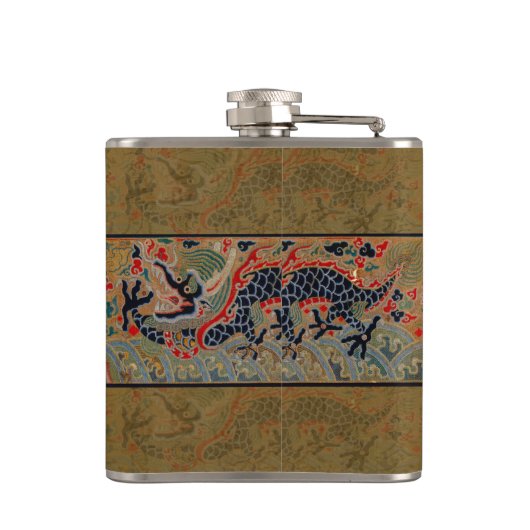 Chinesisches Drachensymbol Antiasiatisch Flachmann (Rückseite)