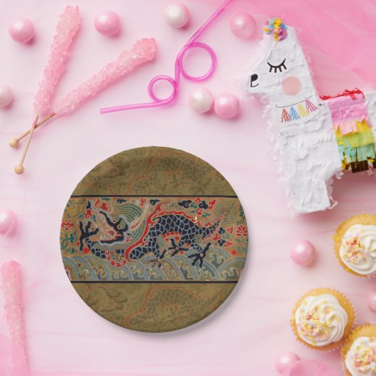 Chinesisches Drachensymbol Antiasiatisch Pappteller (Party)