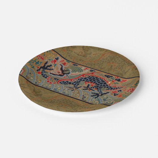 Chinesisches Drachensymbol Antiasiatisch Pappteller (Schrägansicht)