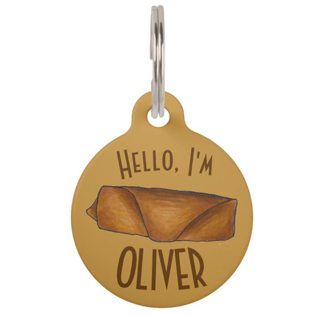 Chinesisches Ei Roll Restaurant Eggroll Feinschmec Tiernamensmarke (Vorderseite)