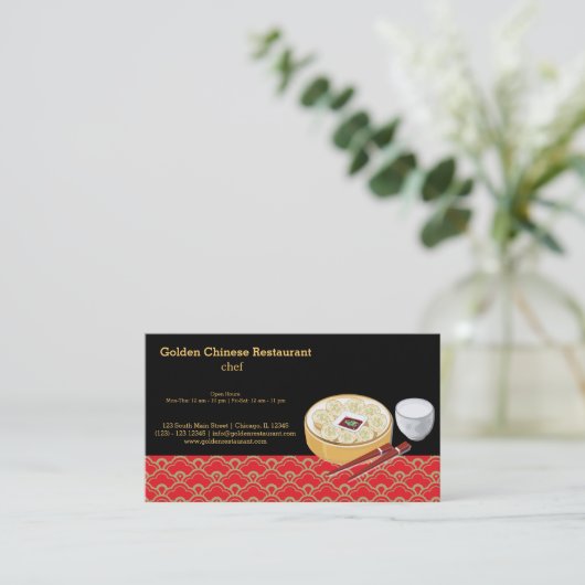 chinesisches Essen Visitenkarte (Stehend Vorderseite)