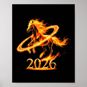 Chinesisches Feuer-Gold-Jahr des Pferdes 2026 Luna Poster