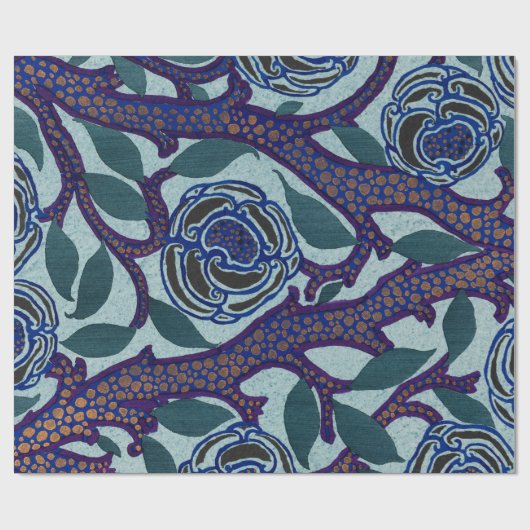 CHINESISCHES FLORALLPATTERPAPIER IN DER BLUES GESCHENKPAPIER (Flach)