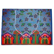 CHINESISCHES FLORALPATTER GIFT BAG BLUE PINK