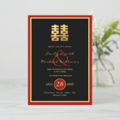 Chinesisches FOTO Hochzeit einladen Ampersand Einladung (Stehend Vorderseite)