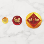 Chinesisches FU Luck Laternenpferd Jahr Gruß Conf Konfetti (Vorderseiten)