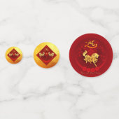 Chinesisches FU Luck Laternenpferd Jahr Gruß Conf Konfetti (Rückseiten)