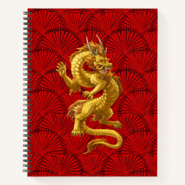 Chinesisches Gold Dragon Spiral Notebook Notizblock