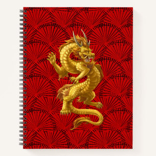 Chinesisches Gold Dragon Spiral Notebook Notizblock